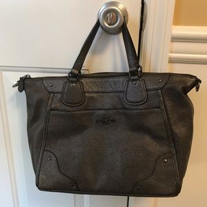 Coach Mickie Caviar Gunmetal Gray Satchel Bag and Wallet Set